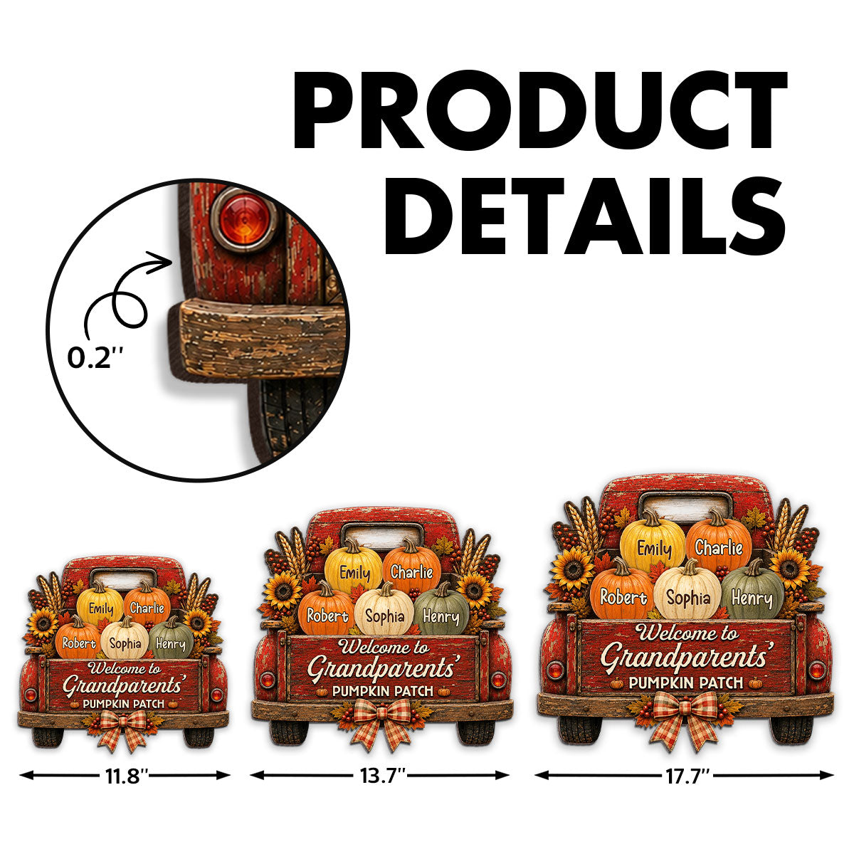 Trending Pumpkins On Truck - Personalized Wood Sign - Fall Season Decoration For Grandparents