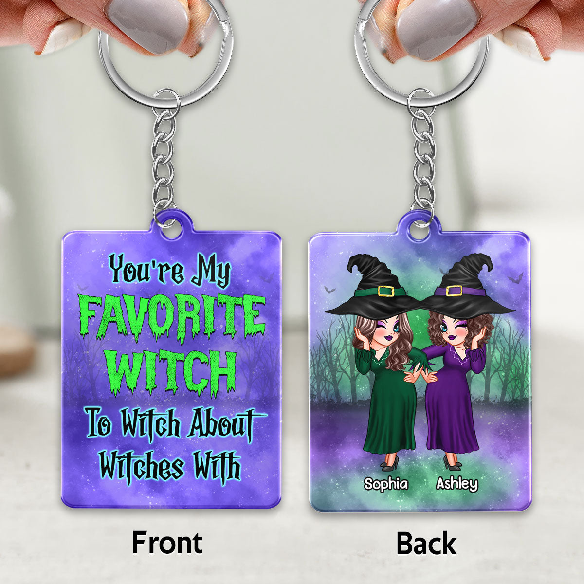Halloween Sassy Besties Gift For Best Friends Personalized Acrylic Keychain