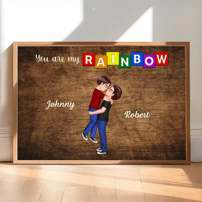 You Are My Rainbow LGBTQ Couple Personalized Poster, Pride Month Gift