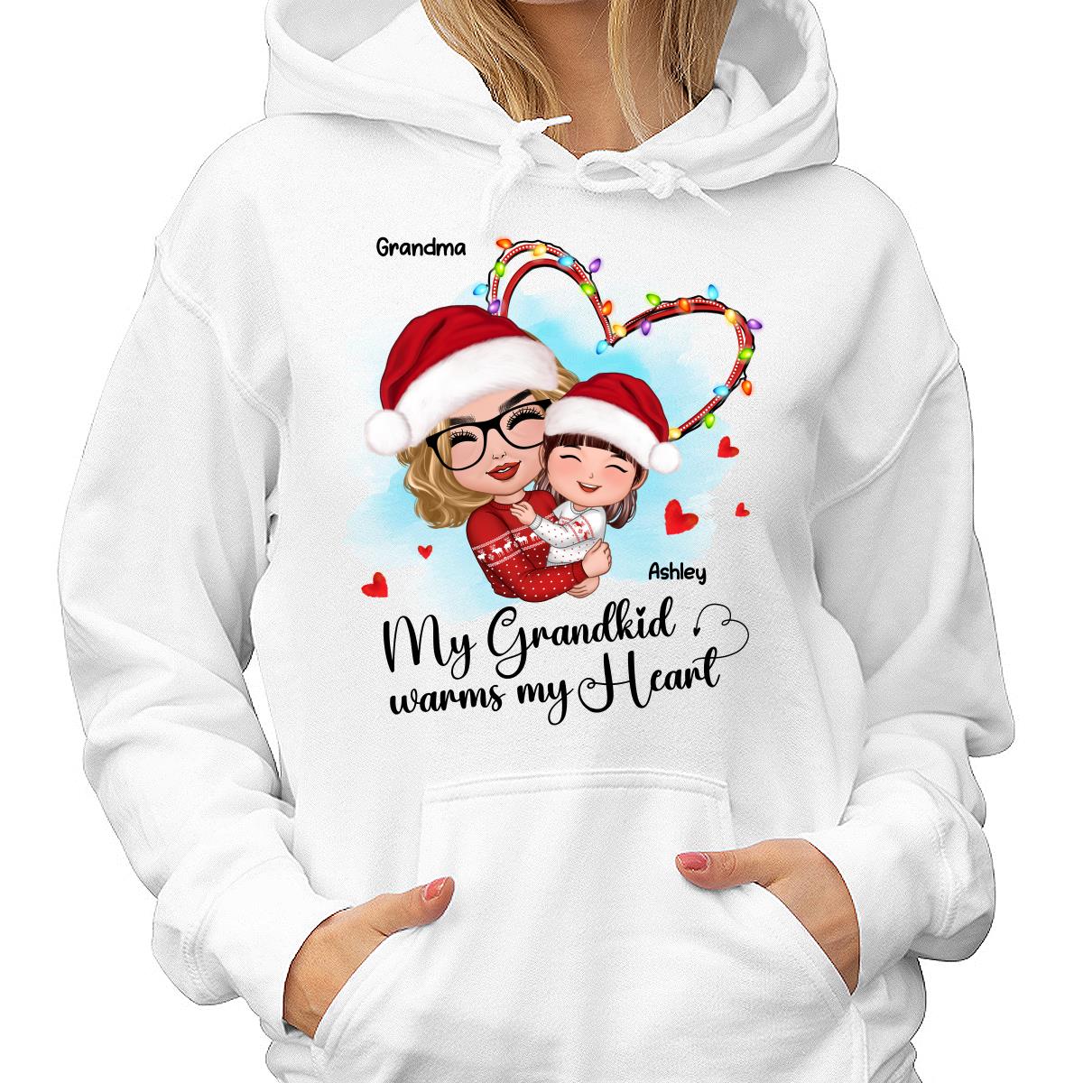 Christmas Doll Grandma Hugging Kid My Grandkids Warm My Heart Personalized Shirt
