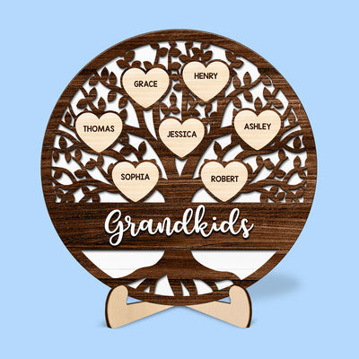 Custom Family Tree Name Gift For Grandma Mom Personalized 2-Layer Wooden Plaque