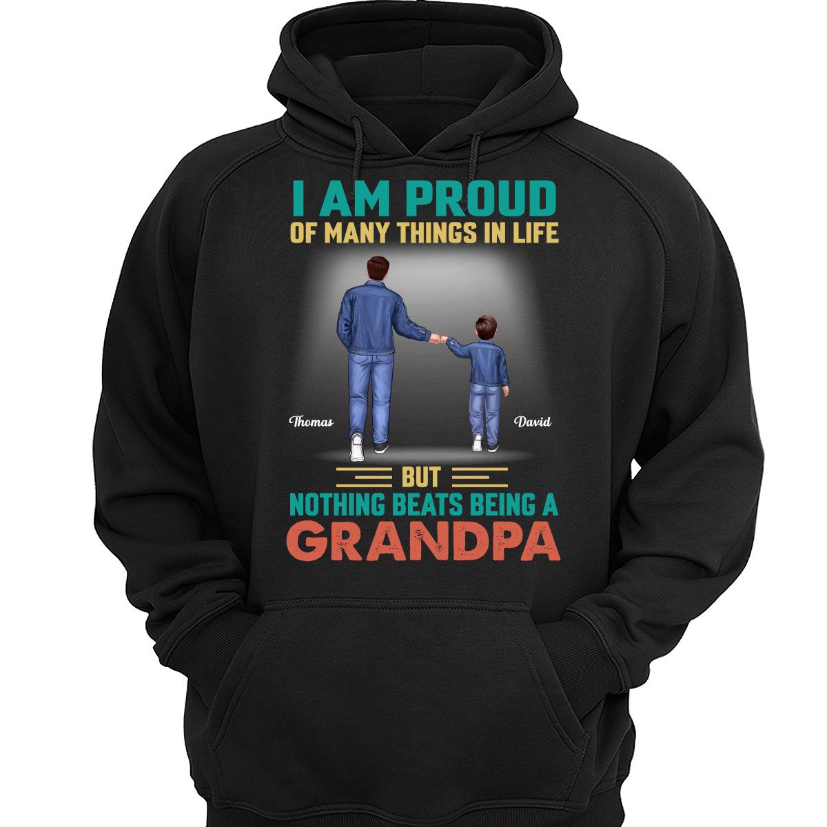 Nothing Beats Being A Grandpa Punch Hand Back View Personalized Shirt