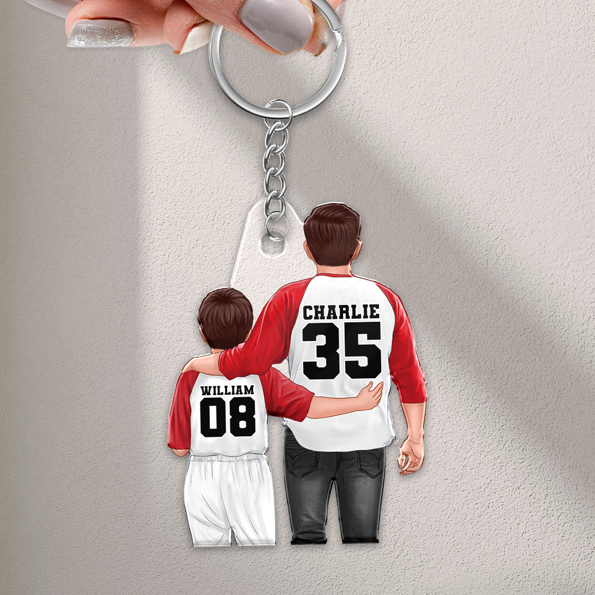 Baseball Dad And Kids Personalized Acrylic Keychain