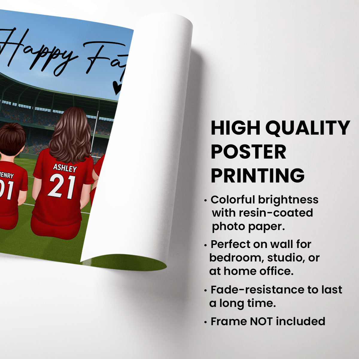 Rugby Family Daddy's Dream Team Personalised Poster| Heartfelt Father's Day Gift For Dad, Husband