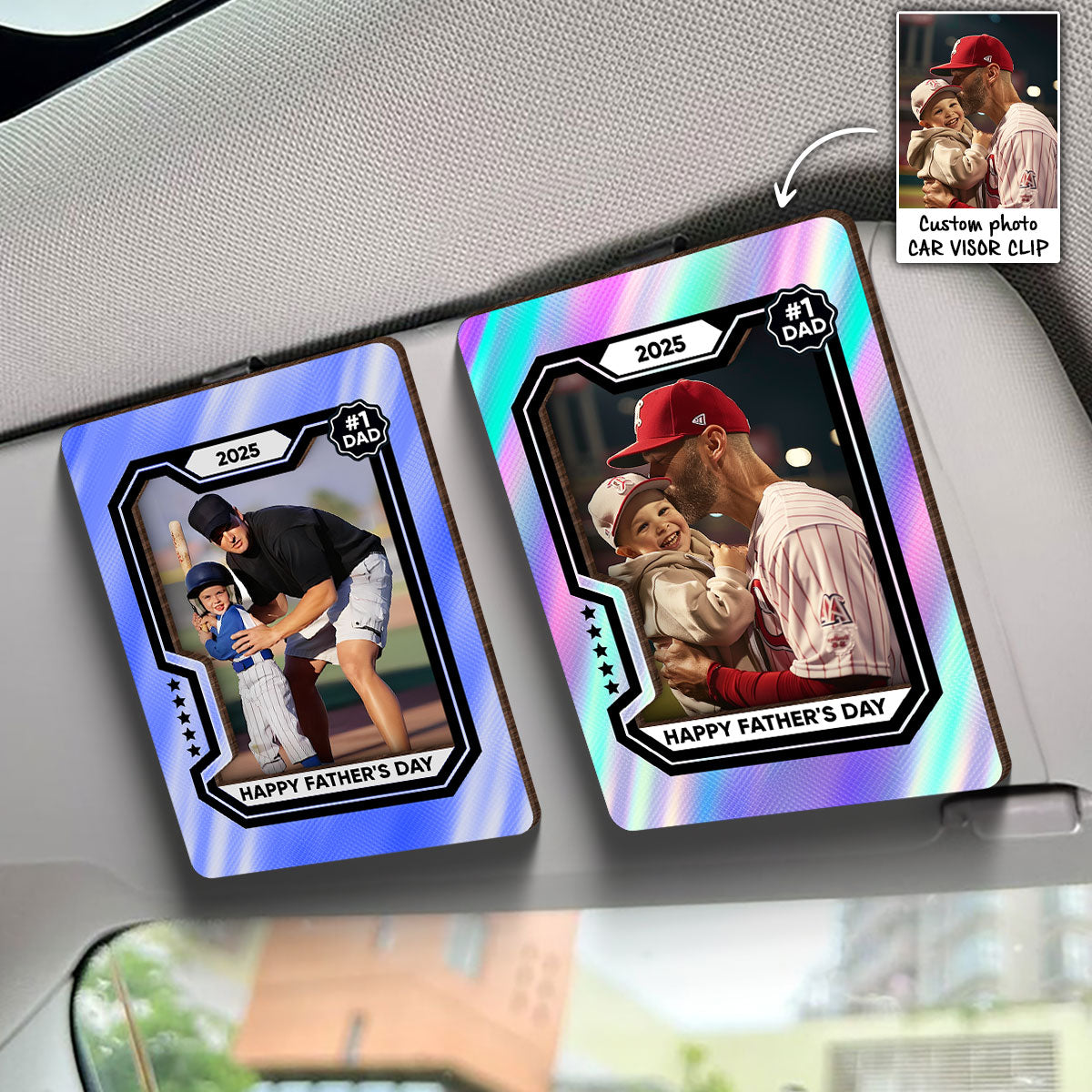 Premium Baseball Card Personalized Acrylic Car Visor Clip, Father's Day Gift for Dads, Gift for Husband