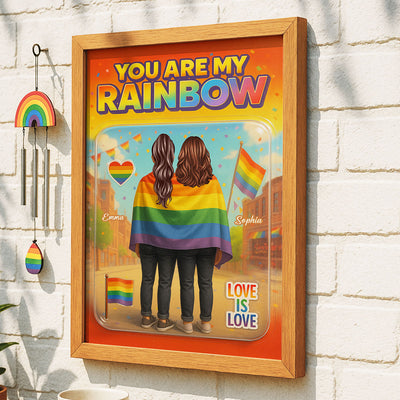 Pride Month LGBT Couple Custom Figure Personalized Poster, Gift For Couple