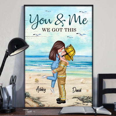 Couple Valentine‘s Day Gifts by Occupation Gift For Her Gift For Him Firefighter, Nurse, Police Officer Personalized Vertical Poster