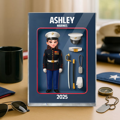 Marines Action Figure 3D Effect - Personalized Acrylic Block - Special Gift For The Marines