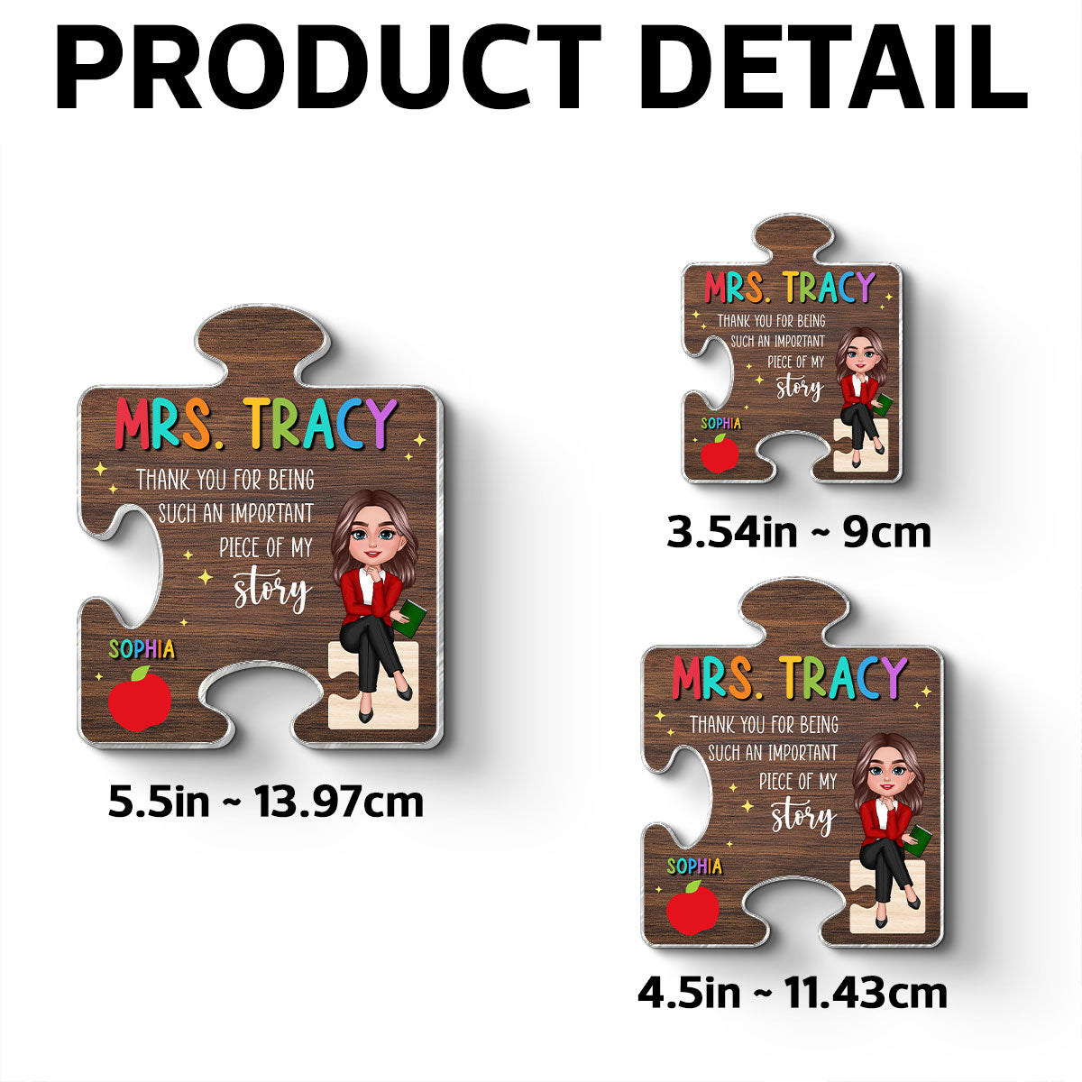 Teacher Thank You For Being Important Piece Of My Story Personalized Acrylic Magnet