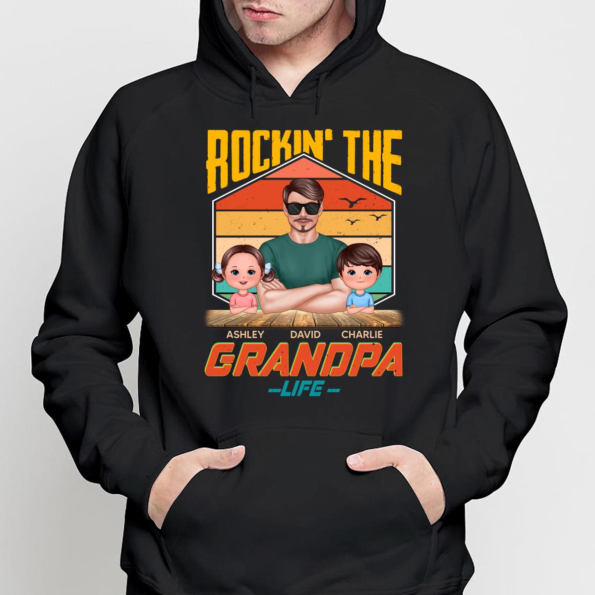 Rockin‘ The Dad Grandpa Life Retro Personalized Shirt