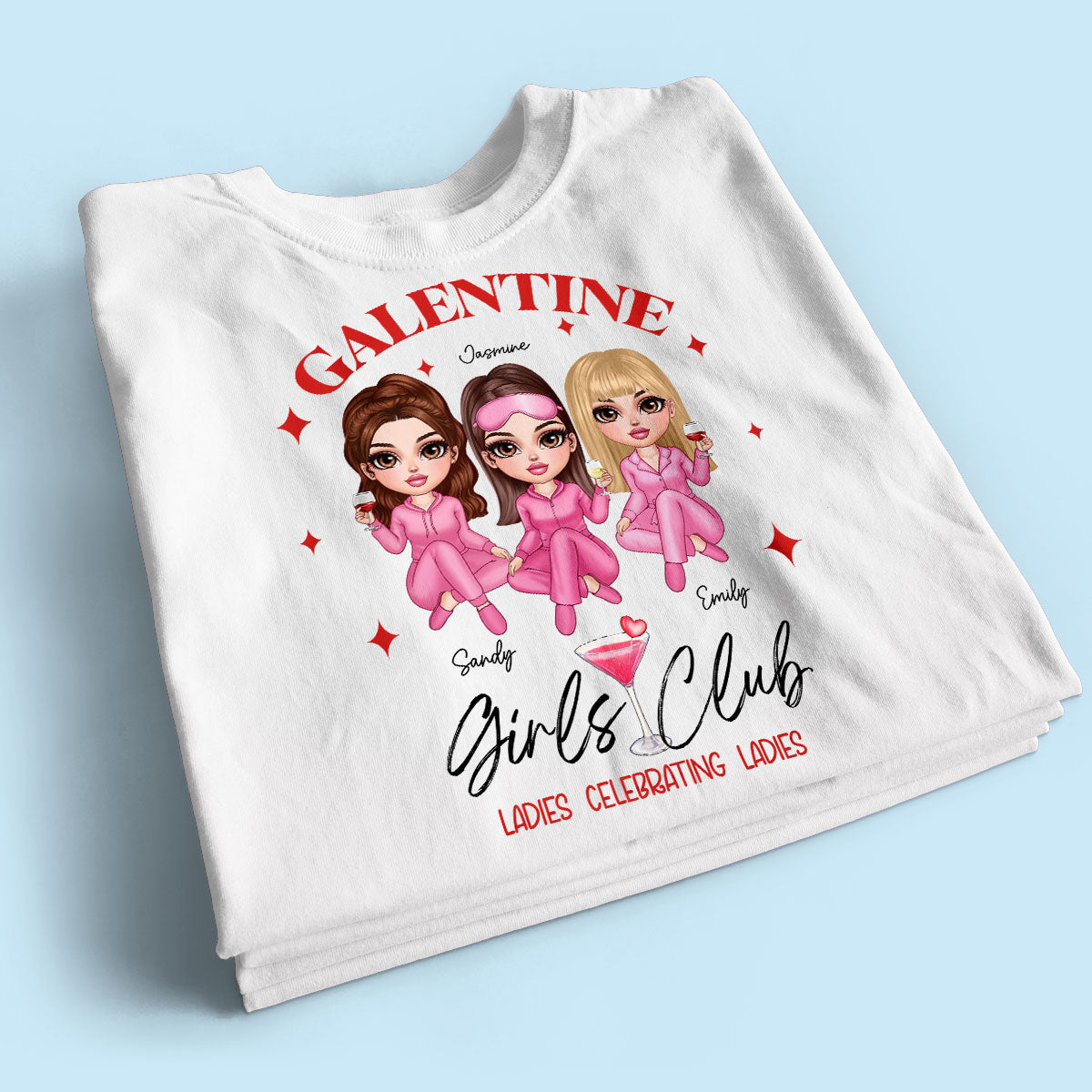 Galentine Girls Club Pajamas Girls Personalized Shirt,  Shirt, Social Club, Besties Gift