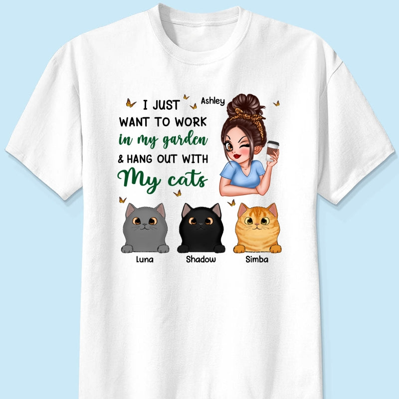 Work In My Garden And Hang Out With My Cats Plant Lady Personalized Shirt