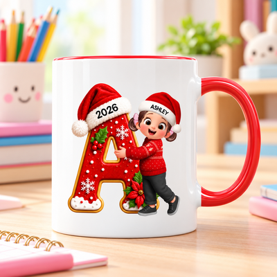 Joyful Christmas Letter Hug - Personalized Mug - Gift For Boys, Girls, Grandkids