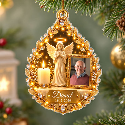 Guardian Angel Photo Memorial - Personalized Acrylic Ornament - Heartfelt Sympathy Gift for Loved Ones