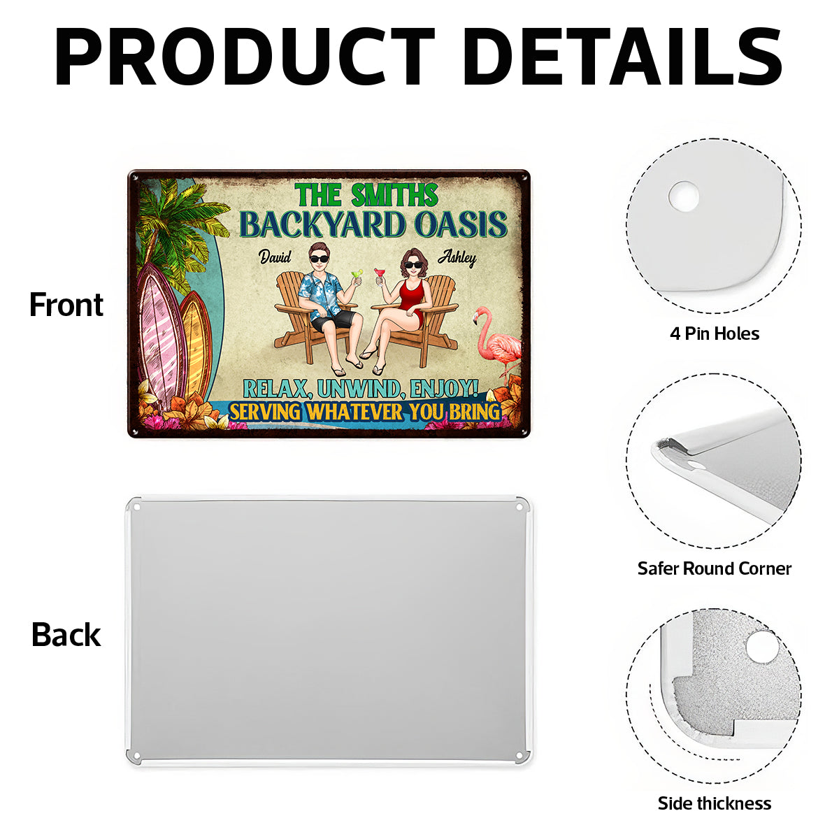 Backyard Oasis Serving Whatever You Bring, Personalized Metal Sign, Patio Decor, Pool Sign, Tiki Bar