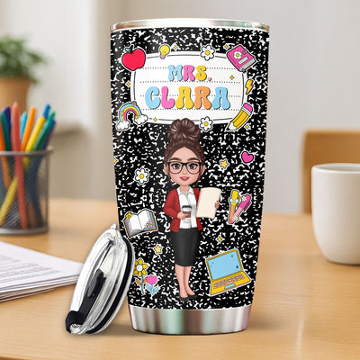 Teacher Composition Book Pattern Personalized Tumbler, Gift For Teacher