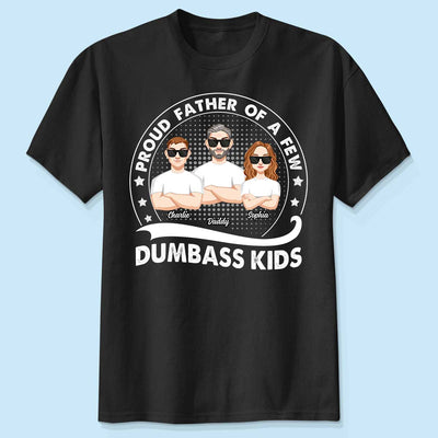 Proud Father Of A Few Kids Retro Circle Personalized Shirt (Dark Color)