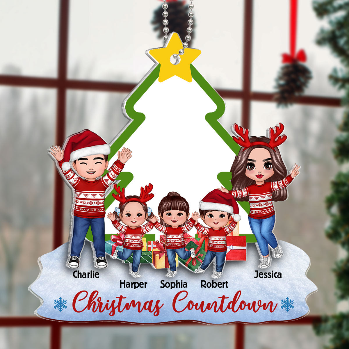 Family Countdown To Christmas Personalized 2-Layer Acrylic Ornament