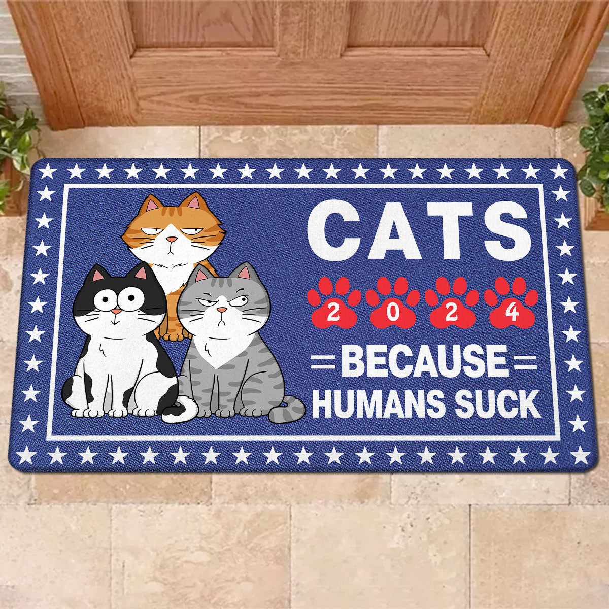 Vote For Cats Because Humans Suck, Personalized Welcome Mat