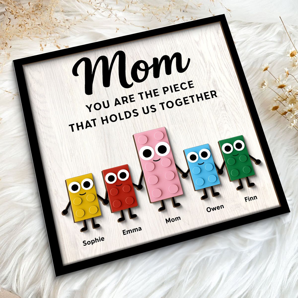Mom And Kids Cute Puzzle Personalized 2-Layered Wooden Plaque, Gift for Mom, Gift for Wife, Gift for Grandma