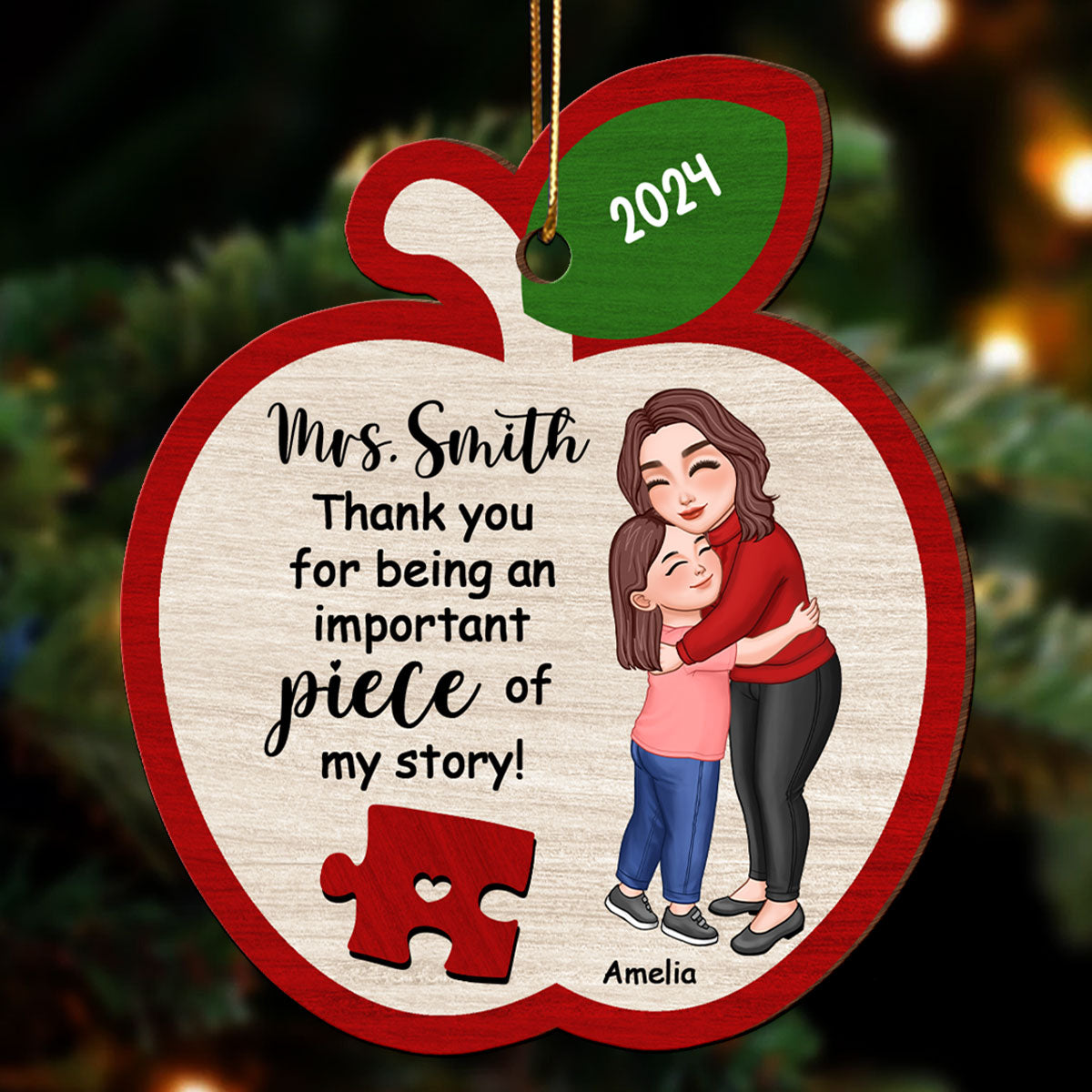 Thank You For Being An Importance Piece Teacher Appreciation Gifts Personalized Wooden Ornament