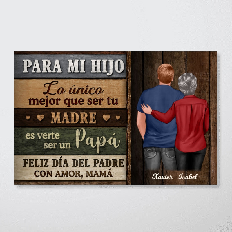 Colored Wood Pallets To My Son From Mom Happy Father's Day Spanish Personalized Poster