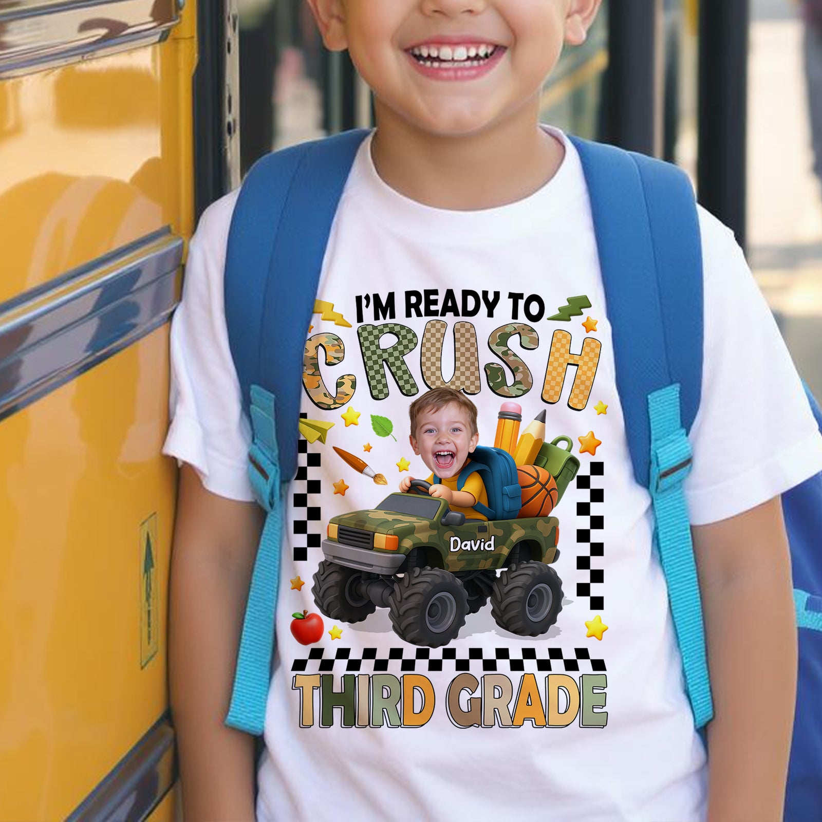 I'm Ready to Crush School Personalized Youth Shirt, Back to School from Pre-K to Fourth Grade for Boys