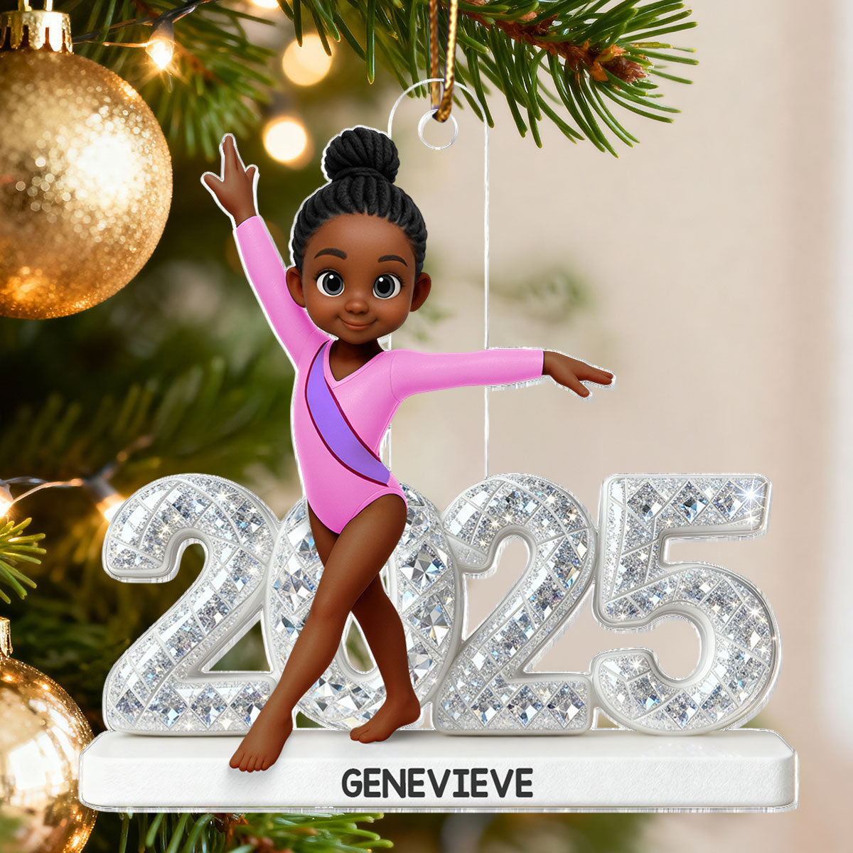 3D Shining Effect Christmas Gymnastic Girl - Personalized Acrylic Ornament - Christmas Gift For Daughter, Granddaughter