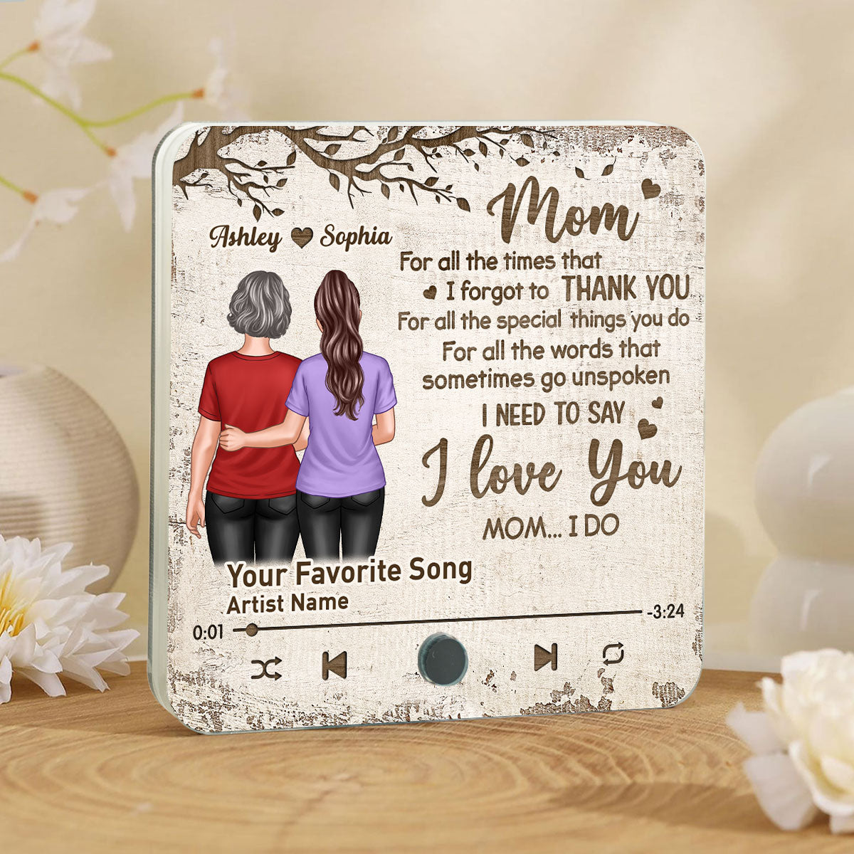 To My Dear Mom Our Song Gift From Daughter Personalized Music Fridge Magnet