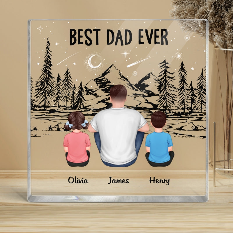 Best Dad Ever Mountain Forest Personalized Acrylic Block Plaque
