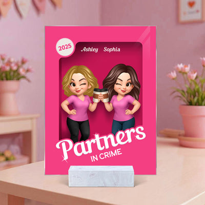 Besties Sisters 3D Effect Pink Toy Box Personalized Acrylic Plaque, Gift for Besties, Best Friends