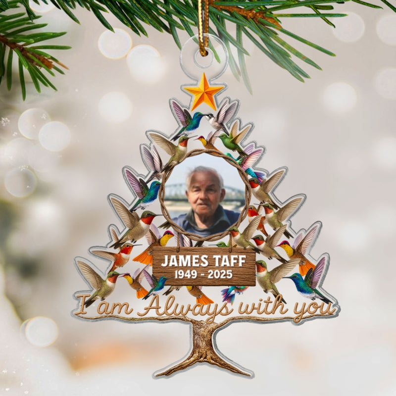 Humming Bird Christmas Tree Custom Photo Memorial - Personalized Acrylic Ornament