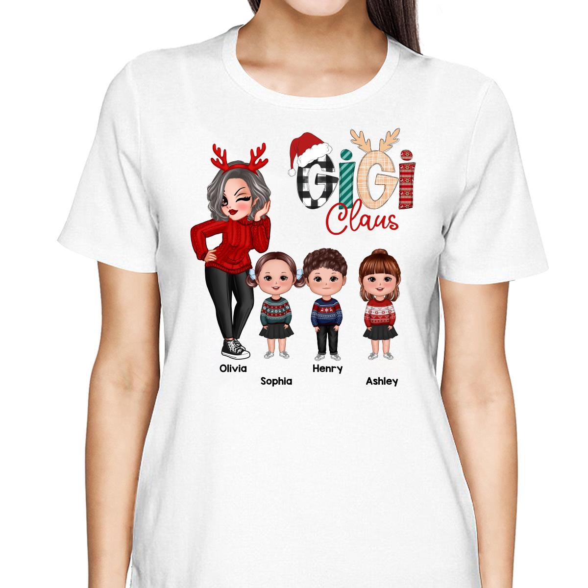 Grandma Claus Christmas Pattern Personalized Shirt