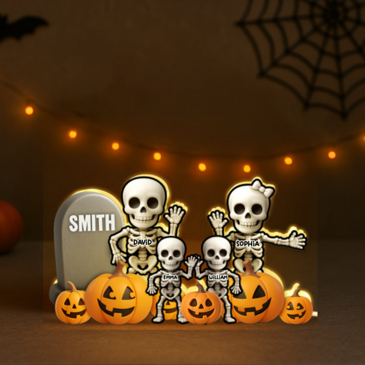 Cute Skeleton Halloween Standing 3D Effect Personalized Light Box