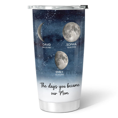 Starry Night Custom Birth Moon Phase The Day You Became Mom Personalized Tumbler, Gift