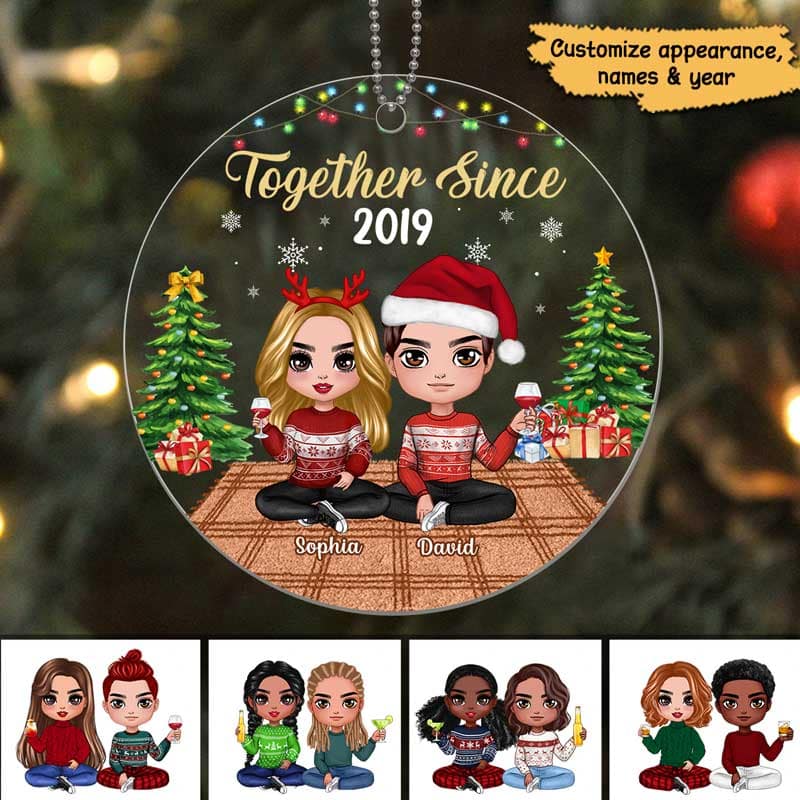 Doll Couple Sitting In House Personalized Acrylic Ornament