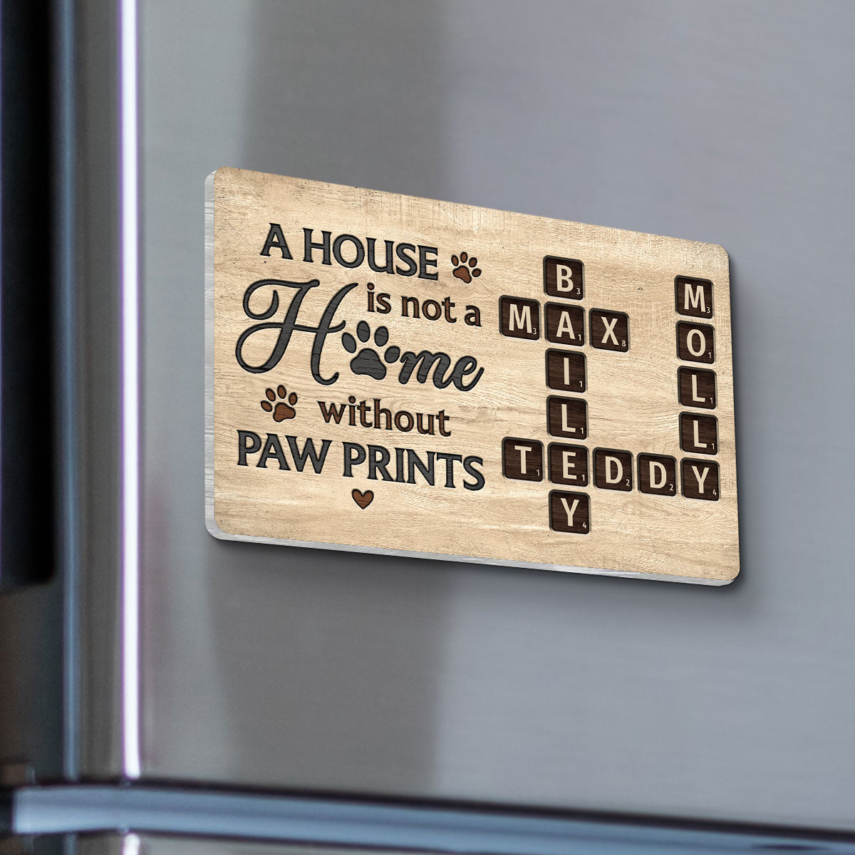 Pet Lover Home Decor Home With Paw Prints Crossword Puzzle Art Personalized Acrylic Fridge Magnet