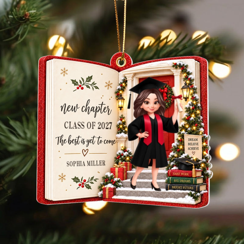 New Chapter New Adventures Custom Graduate 2D Flat - Personalized Acrylic Ornament - Graduation Keepsake