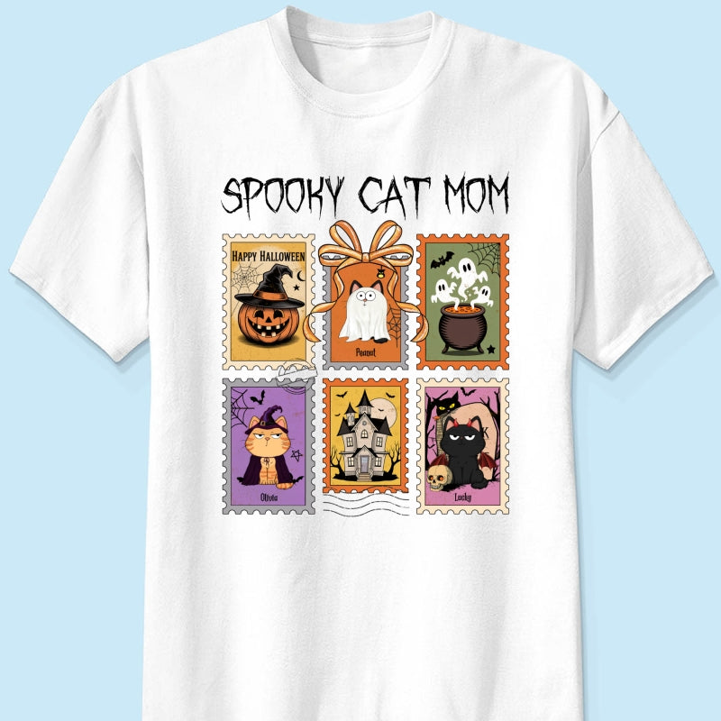 Spooky Cats Retro Stamp Theme Personalized Halloween Shirt