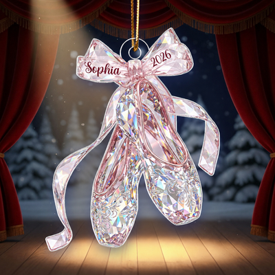 Ballet Shoes Crystal Effect - Personalized Acrylic Ornament - Unique Christmas Gift For Kid