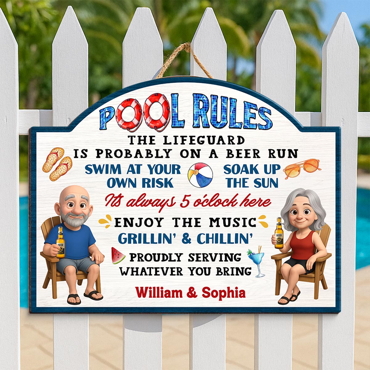 Pool Rules Swim At Your Own Risk Grilling Personalized Wood Sign, Home Decor, Backyard Decor, Gift For Her, Gift for Him