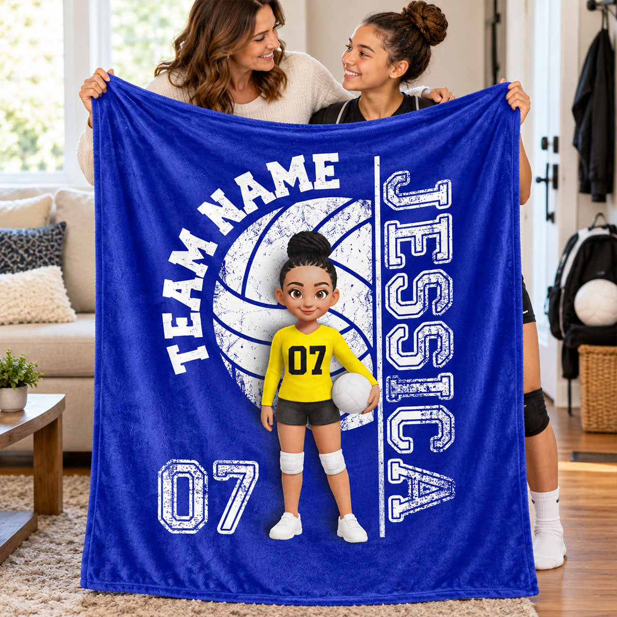 Custom Team Name Volleyball Player - Personalized Fleece Blanket - Soccer Senior Gift, Christmas Gift for Daughter, Son, Grandkids