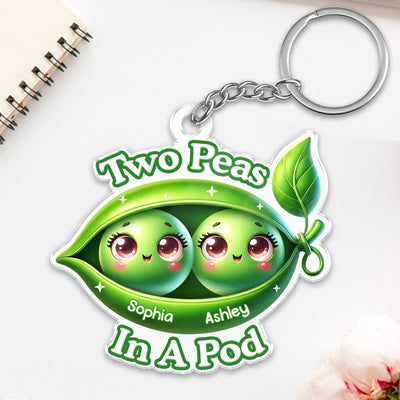 We Are Peas In The Pot Personalized Acrylic Keychain, Gift For Besties, Gift For Sisters, Gift For Twins