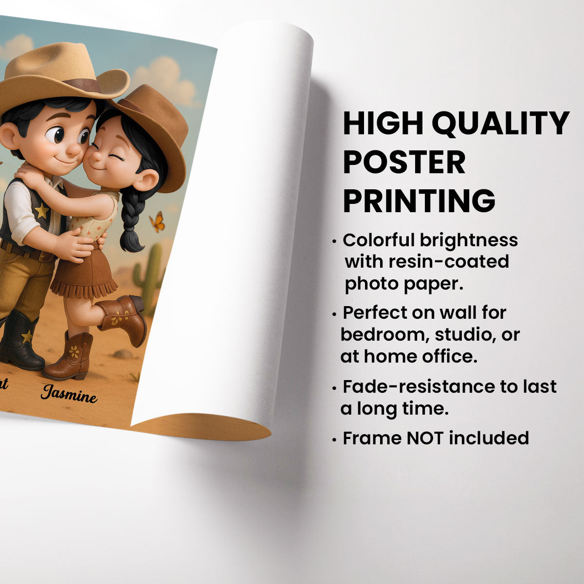 Favorite Place Is Next To You Cartoon Style Countryside Couple Cowboy Cowgirl Home Decor Personalized Poster