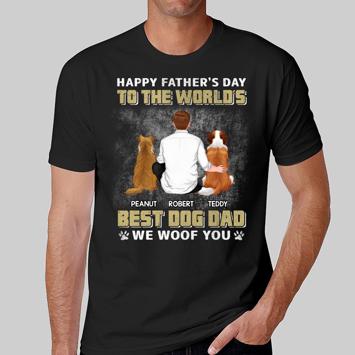 Happy Father‘s Day Dog Dad Back View Yellow Retro Personalized Shirt