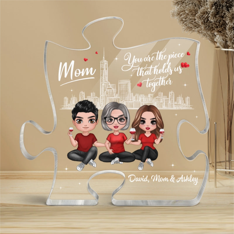 Mom The Piece Holds Us Together Skyline Personalized Acrylic Puzzle Plaque Mother‘s Day Gift For Mom