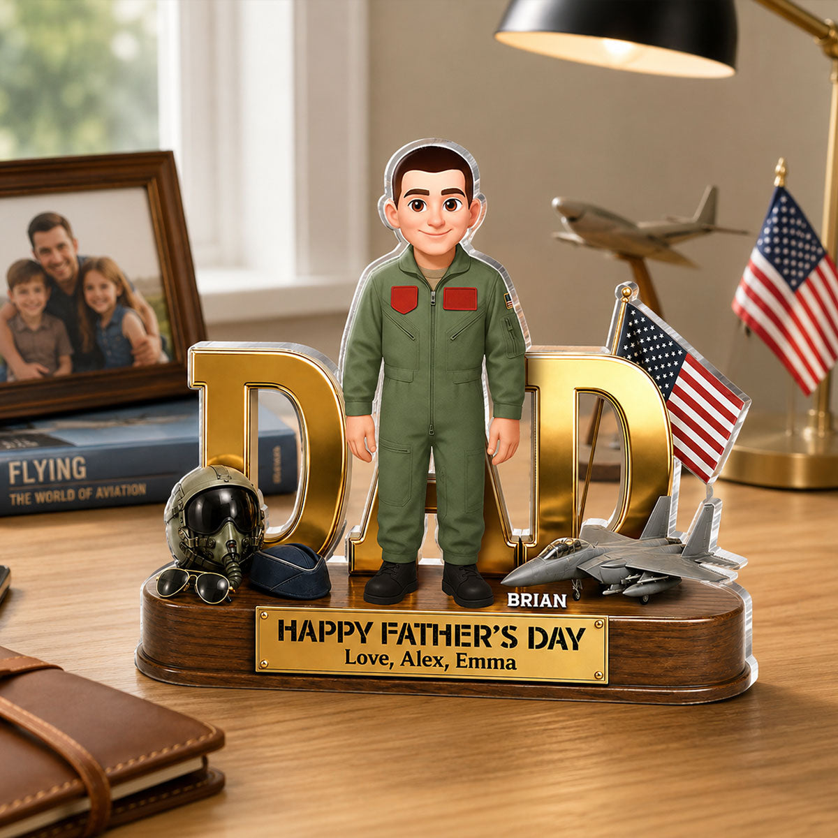 Proud American Air Force Dad You Are Our Hero - Personalized Acrylic Block Plaque - Father's Day Gift For Dad