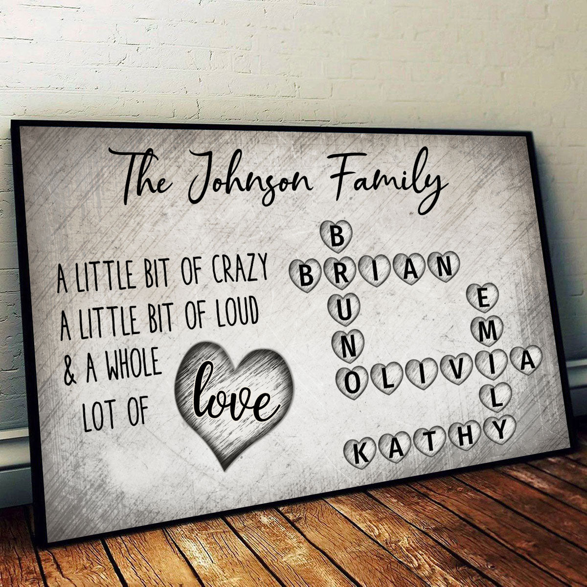 Family Lot Of Love Heart Crossword Art Puzzle Create A Moment Treasured Forever Personalized Poster