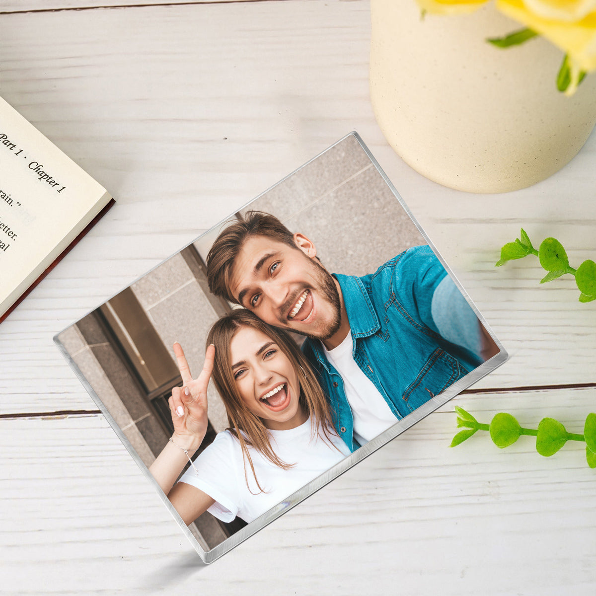 Couple Photo Upload Personalized Rectangle Acrylic Block Plaque, Heartfelt Gift For Couple, For Him, For Her, Boyfriend, Girlfriend, Husband, Wife