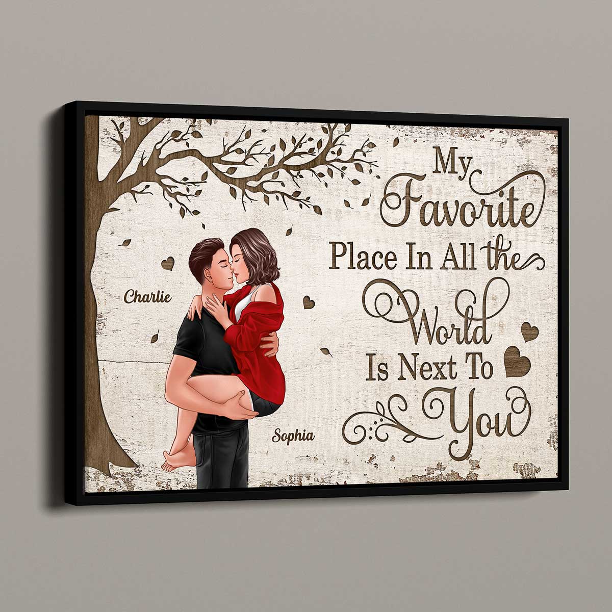 Favorite Place In The World Couple Kissing Passionate Personalized Poster, Perfect Anniversary Gift For Him, For Her